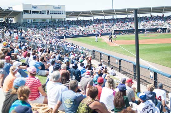 crowd in the stands at charlotte sports park